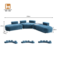Canapé modulaire sectionnel en forme de L, 4 pièces, en tissu, avec dossier à coussins, couleur vert-bleu, pour salon, vente en gros, directement de l'usine