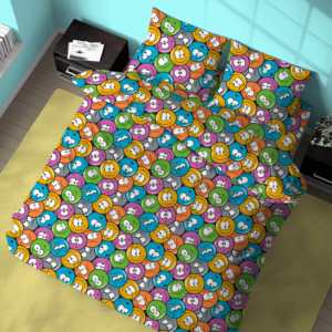 Juego de Funda Nórdica 100% Algodón con Diseño de Emoticonos, Cama Individual Italiana 155x200cm - Product Image 2