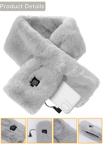 Écharpe chauffante électrique, couverture <span class=keywords><strong>rechargeable</strong></span>, fausse fourrure, écharpe chaude, cordon de charge USB, chauffe-cou électrique sans fil - Product Image 3