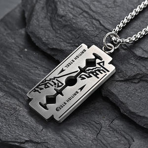 Razor Blade Necklace <b>Titanium</b> Steel Unisex Pendant Gift Fashion <b>Chain</b> Jewelry - Product Image 3