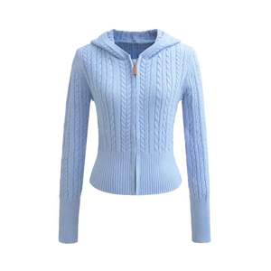 Women <b>Spring</b> New Fashion Zipper Knitted <b>Cardigan</b> Sweater Vintage Long Sleeve Casual Chic Outerwear Tops - Product Image 3