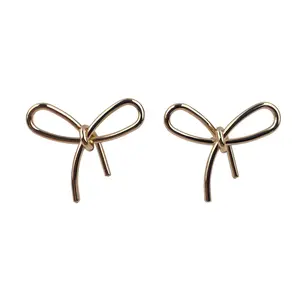 KITI consegna rapida Design coreano placcato in oro minimalista orecchini con fiocco liscio vendita orecchini con fiocco gioielli orecchini a basso prezzo
