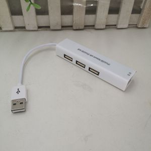 Usb 2.0 Hub With 4 <b>Ports</b> And Network Adapter <b>White</b> Plastic Model 8152B For Computer Expansion - Product Image 1