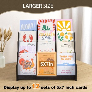 Cross-border wooden tiered <b>shelf</b>, greeting card organizer, postcard display rack, <b>desktop</b> sticker and picture book display rack - Product Image 3