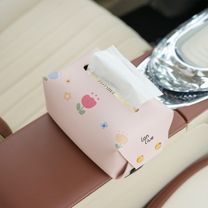 Boîte à mouchoirs pour voiture Flower Story, en cuir, rectangulaire, à suspendre aux sièges arrière, accessoire multifonctionnel - Product Image 2