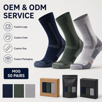 Chaussettes de compression antidérapantes pour hommes - Matière Spandex/Nylon/Coton respirante - Chaussettes de randonnée d'hiver avec logo dessiné à la main