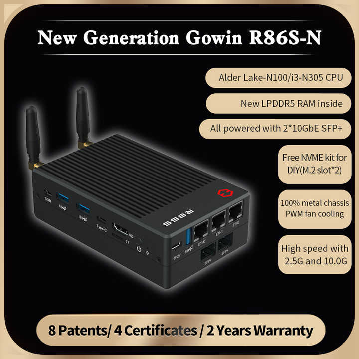 Gowin R86S-N305AファイアウォールルーターオールインワンミニPC 