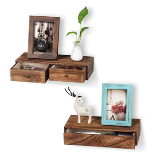 <span class=keywords><strong>Étagère</strong></span> <span class=keywords><strong>murale</strong></span> rustique en bois massif <span class=keywords><strong>avec</strong></span> <span class=keywords><strong>tiroir</strong></span> pour rangement et présentation - Product Image 2