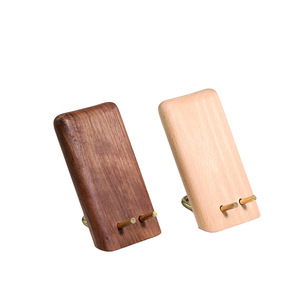 Solid Wood Phone Stand <b>Beech</b> Black Walnut <b>Desk</b> Holder Minimalist Design Custom Engraving Gift - Product Image 5