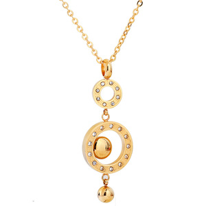 Collar de cadena para suéter de oro de 18 quilates con diseño hueco redondo de 50 mm, estilo europeo-americano, para mujer - Product Image 1