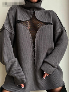 Fashion Streetwear Lady Casual Pullover Styles primavera autunno inverno Mesh Hollow Out maglione lavorato a maglia maglioni da <span class=keywords><strong>donna</strong></span> - Product Image 6