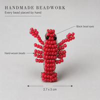 Porte-clés pendentif de sac tendance en forme de homard perlé fait main rouge