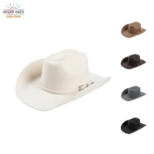 Shinehats 2024 OEM Wool Multicolour Chapeau High Quality Belt Custom Cowboy Women Adult Breathable Belt Fedora Felt Western Hat