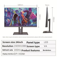 Moniteur professionnel LED 24/27 pouces ODM/OEM, écran 165 Hz, temps de réponse de 5 ms, sans bordure, HD IPS, haut-parleur intégré, DP, garantie 1 an