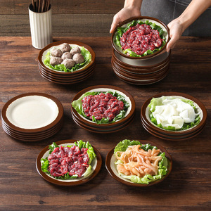 Xiangyuan <b>melamine</b> tableware, special <b>plates</b> for hot pot, commercial restaurant dishes, and retro-style skewers side dishes. - Product Image 3