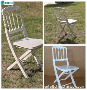 Chaises de mariage pliante en bois blanc, 4 pièces, pour fête, Banquet et salle à manger, vente en gros - Product Image 6