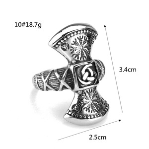 Bague pour homme en acier inoxydable de style rétro nordique, symbole viking, style hip hop, bijoux cadeau - Product Image 5