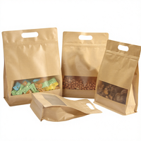 Sac en papier kraft avec fenêtre et logo personnalisé, écologique, réutilisable, pour l'emballage de noix et de snacks, impression numérique