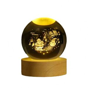 Boule de Noël en cristal 3D personnalisée avec logo, lumière LED et base en bois – Cadeau idéal pour enfants, fêtes de Noël et anniversaires – Meilleures ventes - Product Image 5