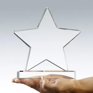 Customized Laser Engraving Corporate Awards Star Shape Glass Trophy Crystal Reward Crystal Glass Trophy