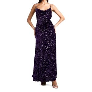 Robe de soirée élégante à bretelles spaghetti et sequins, dos nu, pour femme, idéale pour les fêtes de Noël – Grande taille – Nouvelle collection – Meilleures ventes - Product Image 3