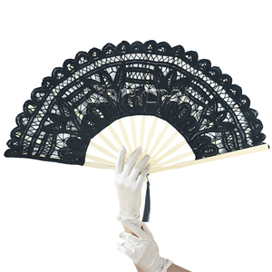 New Fashion Bamboo Hand Fan Wedding Gift Lace Printed Chinese Lace Folding Fan