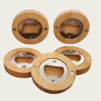 Ouvre-bouteille aimanté rond en bambou avec logo personnalisé, design vierge pour bouteilles de bière