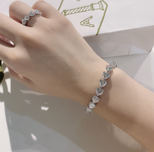 เครื่องประดับแฟชั่น S สเตอร์ลิงซิเออร์ฮาร์ท7x7มม. สีขาว CZ สร้อยข้อมือเทนนิสสำหรับเด็กผู้หญิง - Product Image 6