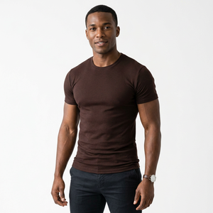 T-shirt à manches courtes pour homme, col rond, noir, 100% coton, respirant, uni, pour adultes - Product Image 1