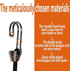6 Inch <b>Small</b> Elastic Bungee Cords with Hooks Heavy Duty Shock Cord for <b>Tents</b> Tarps Bikes RV Cargo Roof Rack Tie Down Rope - Product Image 3