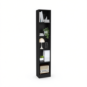 Bibliothèque compacte Vinton XS noire 33x15x85cm, unité de rangement moderne multi-étagères pour salon - Product Image 1