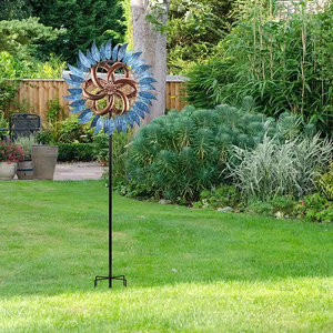 Moulin à vent de jardin - Grand moulin à vent en métal de 6,2 pieds pour la terrasse, la pelouse et le jardin, décorations extérieures, moulin à vent de jardin - Product Image 6