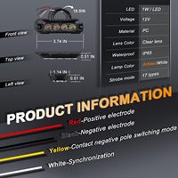 Raryloy - Juego de 4 Luces Estroboscópicas de Emergencia de 12 LED para Parrilla de Camión, Función de Sincronización, Mini Baliza de Advertencia, Impermeables, 12-24V, Aluminio+PC