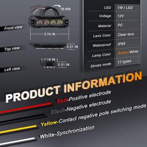 Raryloy 4PCS 12 LED Feux <span class=keywords><strong>de</strong></span> Grille Stroboscopiques d'Urgence pour Camion, Fonction Synchronisation, Mini Balise <span class=keywords><strong>de</strong></span> Danger Étanche 12-24V, Lumières en Aluminium+PC - Product Image 3