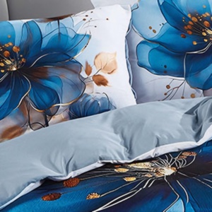 ชุดเครื่องนอนลายดอกไม้สีน้ำเงินสไตล์โปแลนด์ 3 ชิ้น ชุดผ้าห่มลายสีน้ำสมัยใหม่ จัดส่งแบบดรอปชิปปิ้งในสหภาพยุโรป - Product Image 4