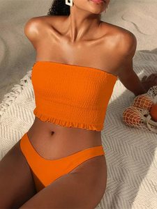 ชุดบิกินี่แบบ Bandeau สไตล์ยุโรปอเมริกัน ขายส่ง ชุดว่ายน้ำเซ็กซี่เอวสูงสำหรับผู้หญิง เหมาะสำหรับวันหยุดพักผ่อนริมทะเล ท่องเที่ยวริมสระน้ำ - Product Image 5