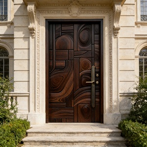 Puerta de Entrada Exterior de Madera Maciza Tallada, Puerta de Seguridad de Lujo Hecha a Mano para Villa y Exteriores Residenciales - Product Image 3