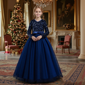 <span class=keywords><strong>Robe</strong></span> de mariée pour fille de style occidental avec paillettes, <span class=keywords><strong>robe</strong></span> de soirée verte à manches longues avec paillettes pour grande fille, robes de fête pour filles de 12 ans - Product Image 1