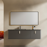 Meuble de salle de bain mural en MDF de style moderne, panneau peint, armoire avec miroir intelligent, fonction étanche, adapté aux maisons