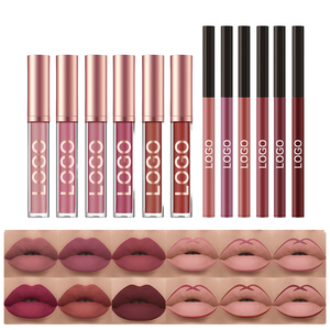 Ensemble de gloss liquide vegan imperméable et crayon à lèvres mat MLM, longue tenue, haute pigmentation, maquillage pour les lèvres non transférable pour tous les jours et les soirées - Product Image 1