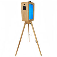 Photomaton vintage en bois double face avec support d'imprimante identique, miroir en bois pour appareil photo reflex numérique avec flash Godox
