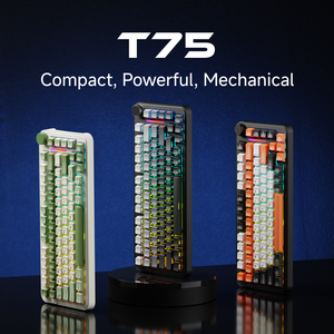 EWEADN T75 75% Wireless Mechanical <strong>Keyboard</strong> Tri Mode <strong>Bluetooth</strong> 2.4G USB C Wired RGB Backlit Blue Switch Compact - Product Image 2