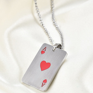 Collar con colgante de as de corazones y picos de acero inoxidable para hombre, joyería de regalo - Product Image 2