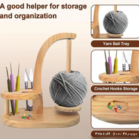 Support de fil à crocheter en bois personnalisé avec rotation magnétique, rangement pour crochets et grand support pour pelotes de laine