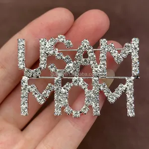 Customization Crystal Letters Broche Strass Nummer Sash Pin