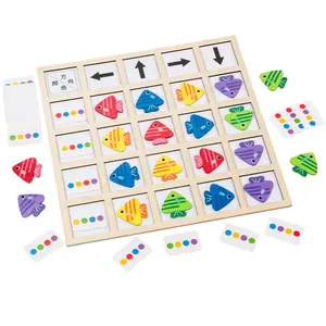 Fun fish find direction young children early education puzzle direction cognitive color matching wooden toys