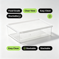 Boîte de rangement transparente en plastique alimentaire pour réfrigérateur, type tiroir, organisateur de réfrigérateur avec affichage de la température, pour cuisine