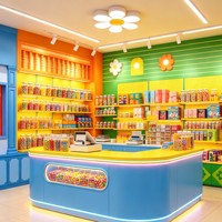 Étagère de présentation en bois avec éclairage LED pour confiserie, paniers personnalisés, mobilier de présentation écologique pour confiserie