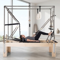 Reformer Pilates Cadillac en Bois d'Érable 3-en-1 avec Tour Complète et Poulies Réglables – Équipement d'Entraînement pour Studio et Salle de Sport à Domicile