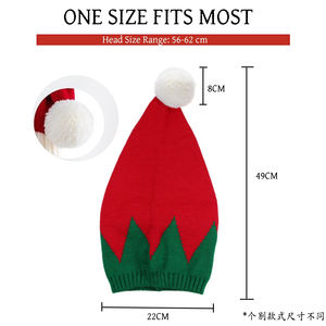 HZM-24240 elfe père noël bonnets noël tricoté chapeaux hiver chaud nouvel an rayures <span class=keywords><strong>pompon</strong></span> casquettes rouge <span class=keywords><strong>blanc</strong></span> vert pour hommes femmes enfants - Product Image 3